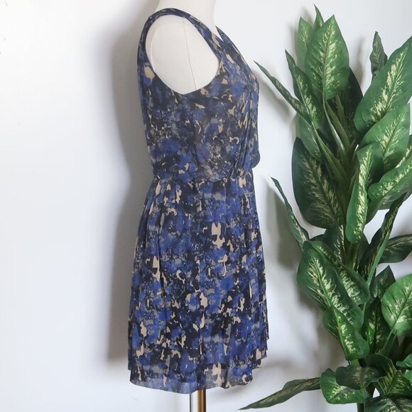 Charlotte Ronson Blue Abstract Print Silk Chiffon Sleeveless Flowy Dress Size 2 - Picture 6 of 13